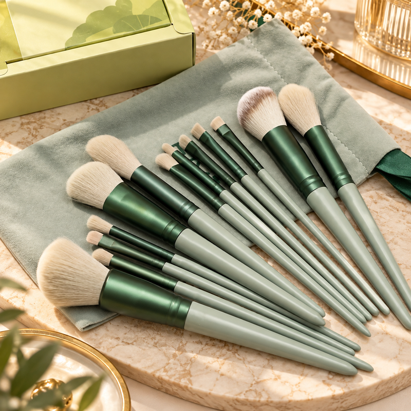 Kit Pincel para Maquiagem Profissional - 13 unidades com Bolsa de Veludo